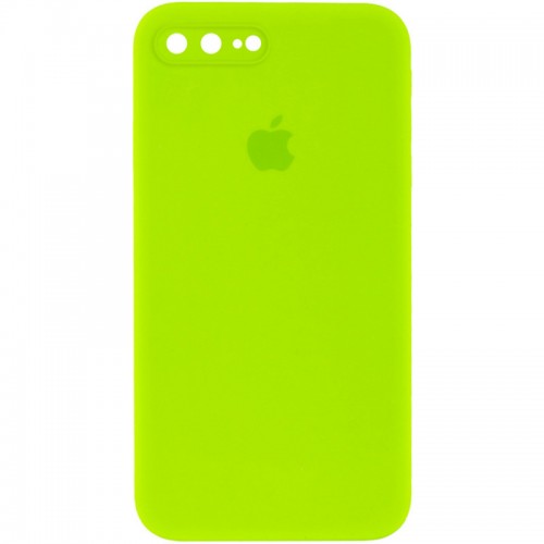 Чохол Silicone Case Square Full Camera Protective (AA) для Apple iPhone 7 plus/8 plus (5.5") Салатовий / Neon green
