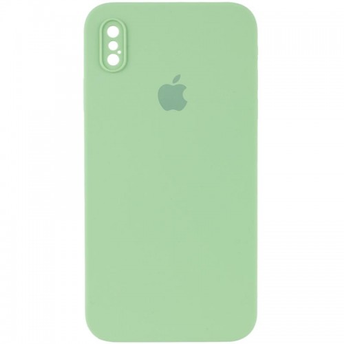 Чохол Silicone Case Square Full Camera Protective (AA) для Apple iPhone X / XS (5.8") М'ятний / Mint