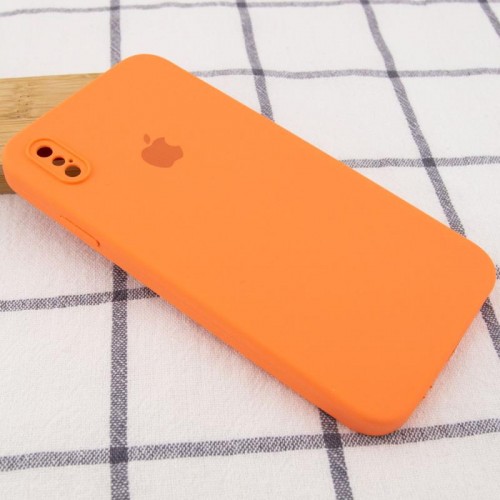 Чехол Silicone Case Square Full Camera Protective (AA) для Apple iPhone X / XS (5.8") Оранжевый / Papaya