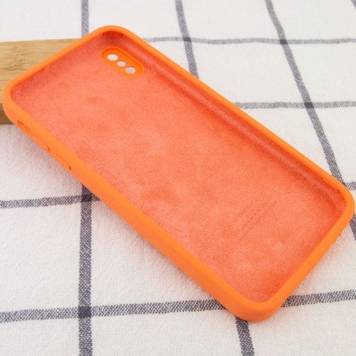 Чехол Silicone Case Square Full Camera Protective (AA) для Apple iPhone X / XS (5.8") Оранжевый / Papaya