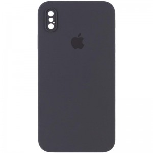 Чохол Silicone Case Square Full Camera Protective (AA) для Apple iPhone X / XS (5.8") Сірий / Dark Gray