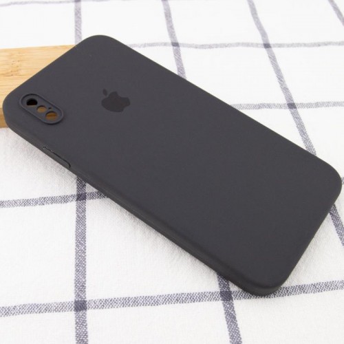 Чехол Silicone Case Square Full Camera Protective (AA) для Apple iPhone X / XS (5.8") Серый / Dark Gray