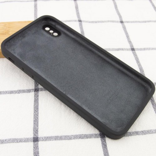 Чехол Silicone Case Square Full Camera Protective (AA) для Apple iPhone X / XS (5.8") Серый / Dark Gray