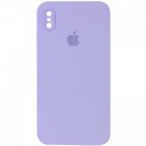 Чохол Silicone Case Square Full Camera Protective (AA) для Apple iPhone X / XS (5.8") Бузковий / Dasheen