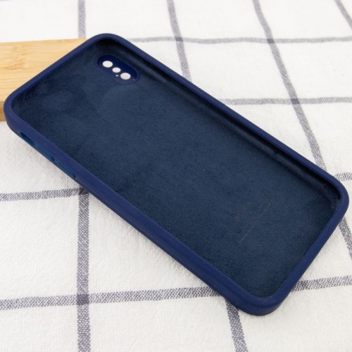 Чехол Silicone Case Square Full Camera Protective (AA) для Apple iPhone X / XS (5.8") Тёмно-синий / Midnight blue