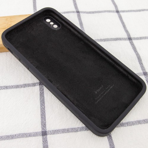Чохол Silicone Case Square Full Camera Protective (AA) для Apple iPhone X / XS (5.8") Чорний / Black
