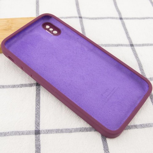 Чохол Silicone Case Square Full Camera Protective (AA) для Apple iPhone X / XS (5.8") Бордовий / Maroon
