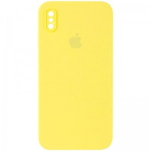 Чохол Silicone Case Square Full Camera Protective (AA) для Apple iPhone X / XS (5.8") Жовтий / Yellow