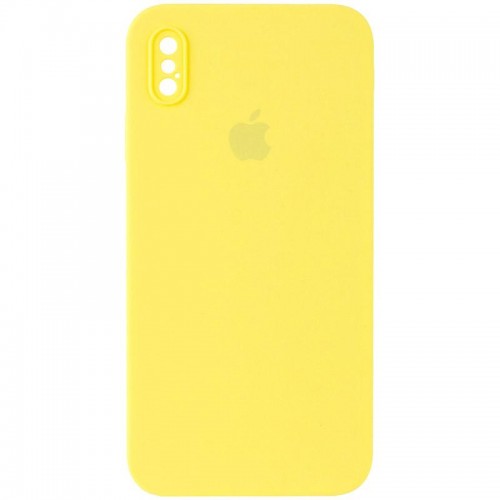 Чохол Silicone Case Square Full Camera Protective (AA) для Apple iPhone X / XS (5.8") Жовтий / Yellow