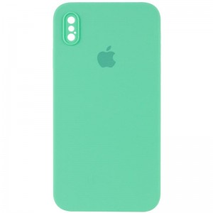 Чохол Silicone Case Square Full Camera Protective (AA) для Apple iPhone X / XS (5.8") Зелений / Spearmint