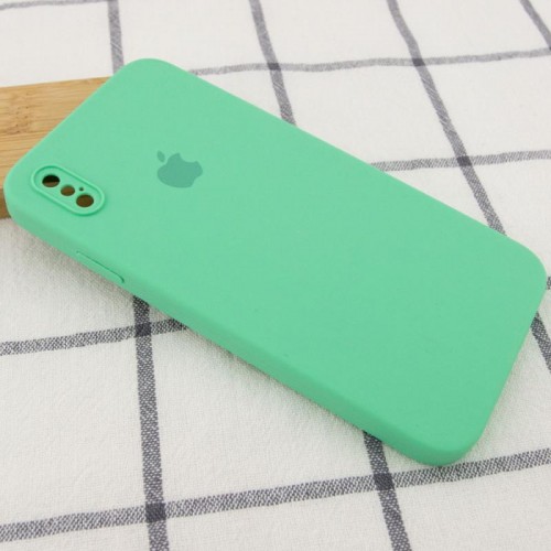 Чохол Silicone Case Square Full Camera Protective (AA) для Apple iPhone X / XS (5.8") Зелений / Spearmint