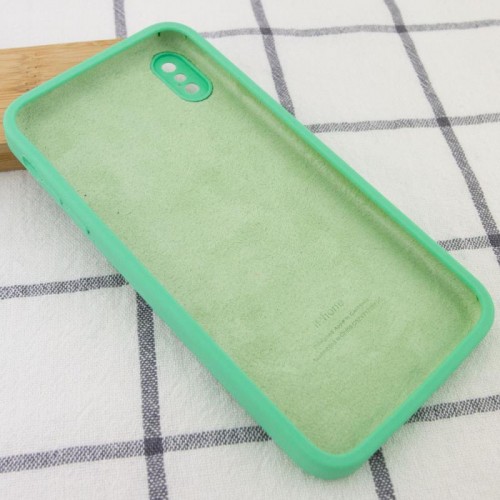 Чохол Silicone Case Square Full Camera Protective (AA) для Apple iPhone X / XS (5.8") Зелений / Spearmint