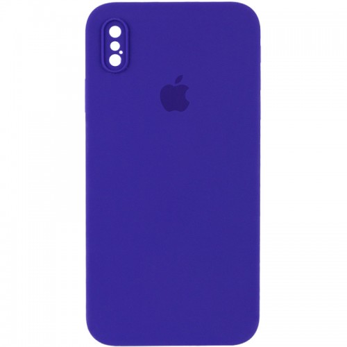 Чохол Silicone Case Square Full Camera Protective (AA) для Apple iPhone X / XS (5.8") Фіолетовий / Ultra Violet