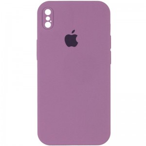 Чохол Silicone Case Square Full Camera Protective (AA) для Apple iPhone X / XS (5.8") Ліловий / Lilac Pride