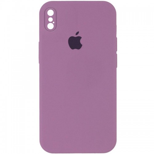 Чохол Silicone Case Square Full Camera Protective (AA) для Apple iPhone X / XS (5.8") Ліловий / Lilac Pride