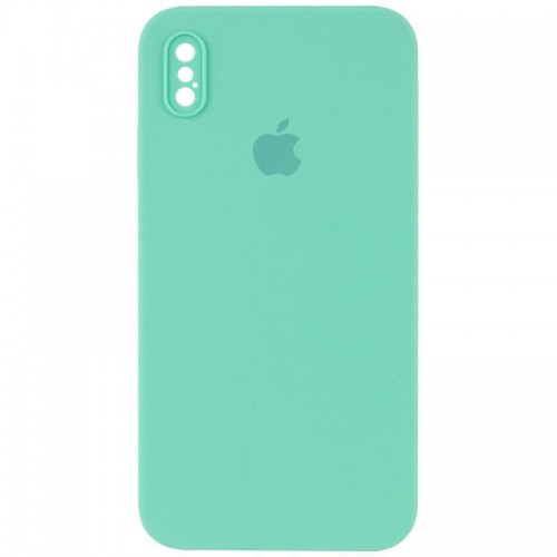 Чохол Silicone Case Square Full Camera Protective (AA) для Apple iPhone X / XS (5.8") Бірюзовий / Turquoise