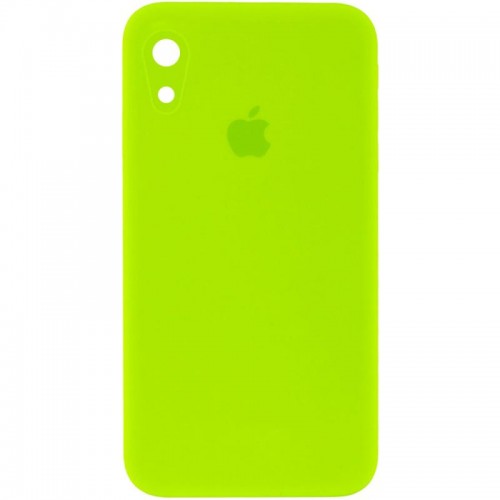 Чохол Silicone Case Square Full Camera Protective (AA) для Apple iPhone XR (6.1") Салатовий / Neon green
