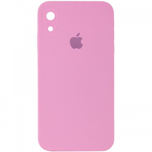 Чехол Silicone Case Square Full Camera Protective (AA) для Apple iPhone XR (6.1") Розовый / Light pink