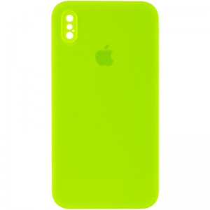 Чохол Silicone Case Square Full Camera Protective (AA) для Apple iPhone XS Max (6.5") Салатовий / Neon green