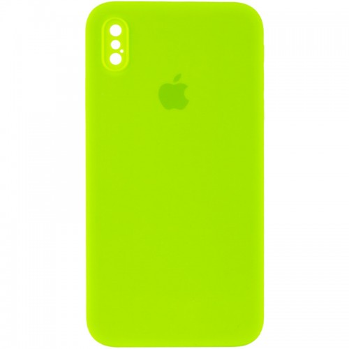 Чохол Silicone Case Square Full Camera Protective (AA) для Apple iPhone XS Max (6.5") Салатовий / Neon green