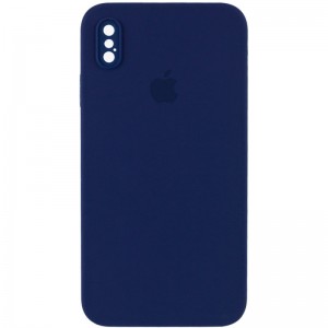 Чохол Silicone Case Square Full Camera Protective (AA) для Apple iPhone XS Max (6.5") Темно-синій / Midnight blue