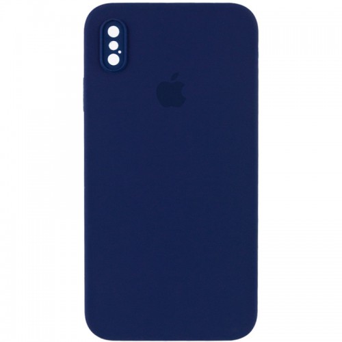 Чохол Silicone Case Square Full Camera Protective (AA) для Apple iPhone XS Max (6.5") Темно-синій / Midnight blue
