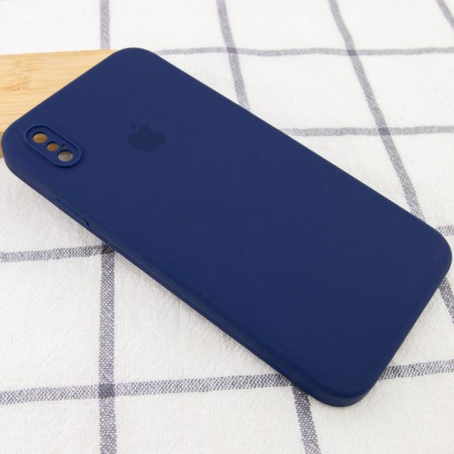 Чохол Silicone Case Square Full Camera Protective (AA) для Apple iPhone XS Max (6.5") Темно-синій / Midnight blue