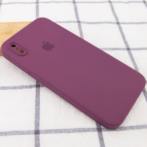 Чохол Silicone Case Square Full Camera Protective (AA) для Apple iPhone XS Max (6.5") Бордовий / Maroon