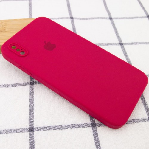 Чохол Silicone Case Square Full Camera Protective (AA) для Apple iPhone XS Max (6.5") Червоний / Rose Red