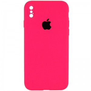 Чохол Silicone Case Square Full Camera Protective (AA) для Apple iPhone XS Max (6.5") Рожевий / Barbie pink