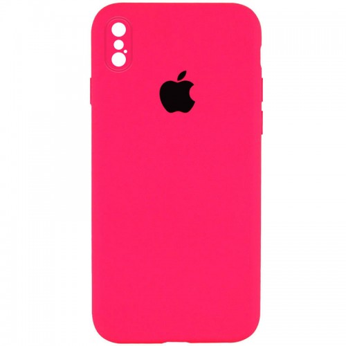 Чохол Silicone Case Square Full Camera Protective (AA) для Apple iPhone XS Max (6.5") Рожевий / Barbie pink