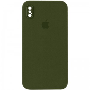 Чохол Silicone Case Square Full Camera Protective (AA) для Apple iPhone XS Max (6.5") Зелений / Dark Olive