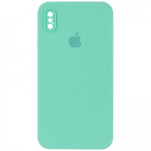 Чохол Silicone Case Square Full Camera Protective (AA) для Apple iPhone XS Max (6.5") Бірюзовий / Turquoise