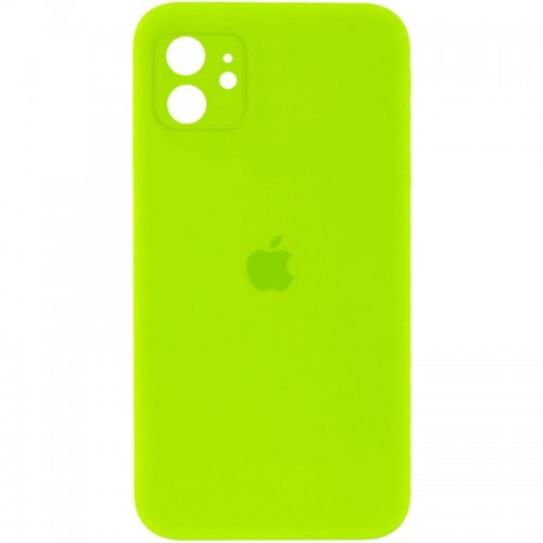 Чохол Silicone Case Square Full Camera Protective (AA) для Apple iPhone 11 (6.1") Салатовий / Neon green