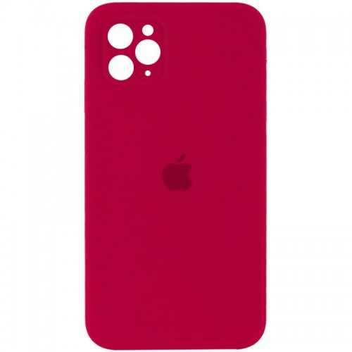 Чохол Silicone Case Square Full Camera Protective (AA) для Apple iPhone 11 Pro (5.8") Червоний / Rose Red