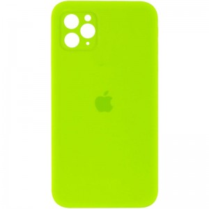Чохол Silicone Case Square Full Camera Protective (AA) для Apple iPhone 11 Pro (5.8") Салатовий / Neon green