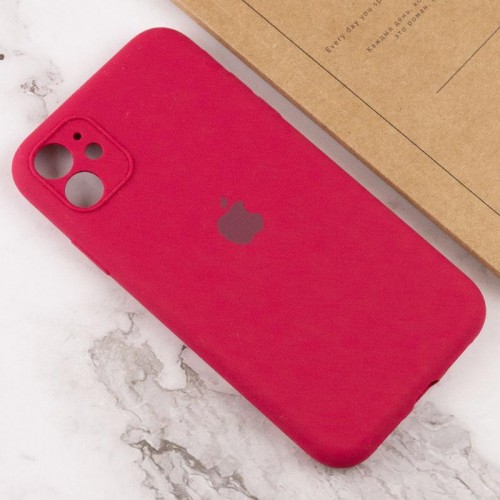 Чохол Silicone Case Full Camera Protective (AA) для Apple iPhone 12 (6.1") Червоний / Rose Red