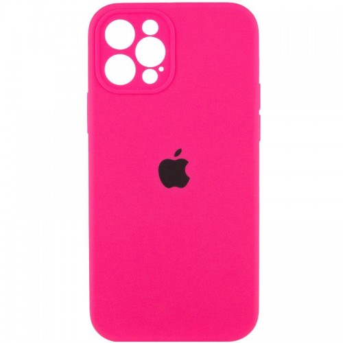 Чехол Silicone Case Full Camera Protective (AA) для Apple iPhone 12 Pro (6.1") Розовый / Barbie pink