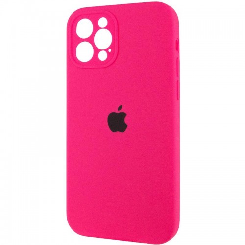 Чехол Silicone Case Full Camera Protective (AA) для Apple iPhone 12 Pro (6.1") Розовый / Barbie pink
