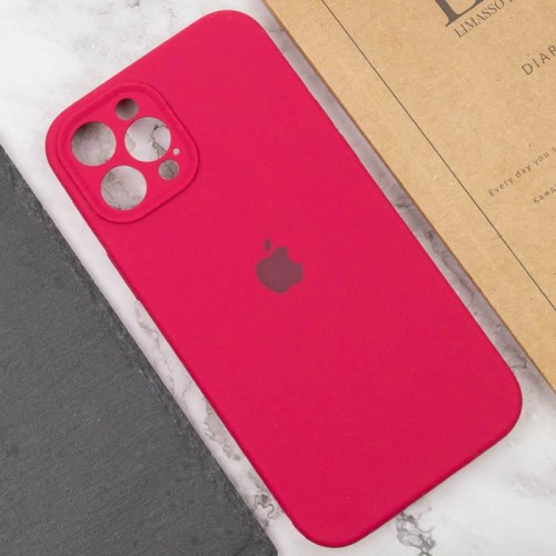 Чохол Silicone Case Full Camera Protective (AA) для Apple iPhone 12 Pro (6.1") Червоний / Rose Red