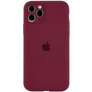 Чехол Silicone Case Full Camera Protective (AA) для Apple iPhone 12 Pro Max (6.7") Бордовый / Plum
