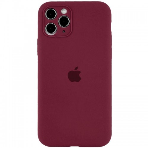Чохол Silicone Case Full Camera Protective (AA) для Apple iPhone 12 Pro Max (6.7") Бордовий / Plum