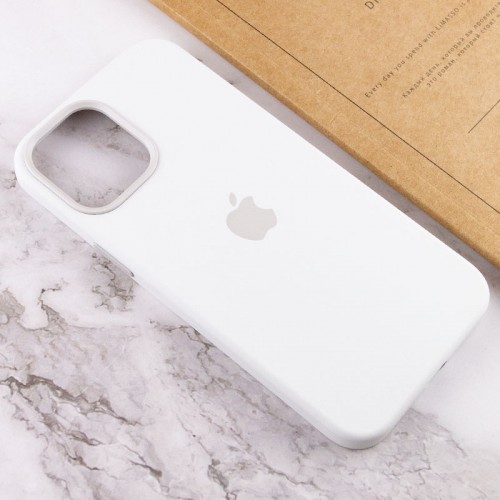 Чехол Silicone case (AAA) with Magsafe and Animation для Apple iPhone 12 Pro / 12 (6.1") Белый / White
