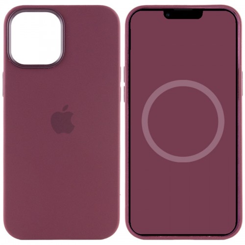 Чехол Silicone case (AAA) с Magsafe и анимацией для Apple iPhone 12 Pro / 12 (6.1") Бордовый / Plum