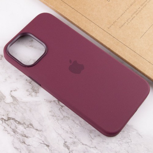 Чехол Silicone case (AAA) с Magsafe и анимацией для Apple iPhone 12 Pro / 12 (6.1") Бордовый / Plum