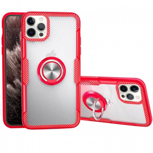 Чехол TPU+PC Deen CrystalRing for Magnet (opp) для Apple iPhone 13 Pro (6.1") Бесцветный / Красный