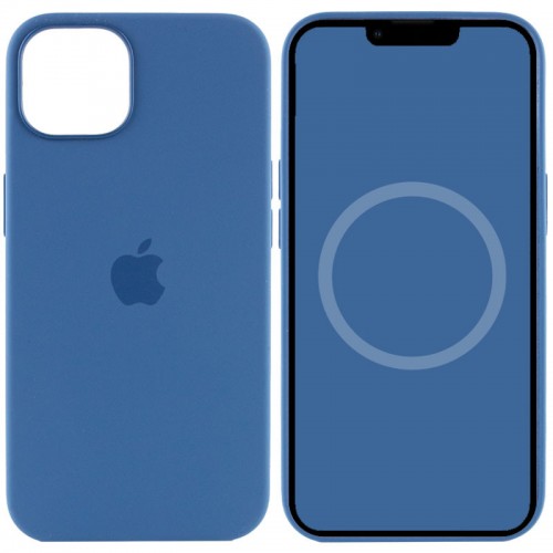 Чехол Silicone case (AAA) с Magsafe и анимацией для Apple iPhone 13 (6.1") Синий / Blue Jay
