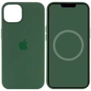 Чехол Silicone case (AAA) with Magsafe and Animation для Apple iPhone 13 (6.1") Зелёный / Clover