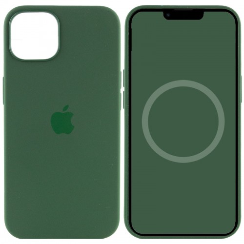 Чехол Silicone case (AAA) with Magsafe and Animation для Apple iPhone 13 (6.1") Зелёный / Clover