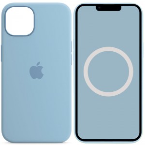 Чохол Silicone case (AAA) with Magsafe and Animation для Apple iPhone 13 (6.1") Блакитний / Blue Fog